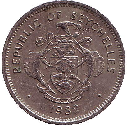 Монета 25 центов. 1982 год, Сейшельские острова. Попугай. Монета 25 центов. 1982 год, Сейшельские острова. Попугай.