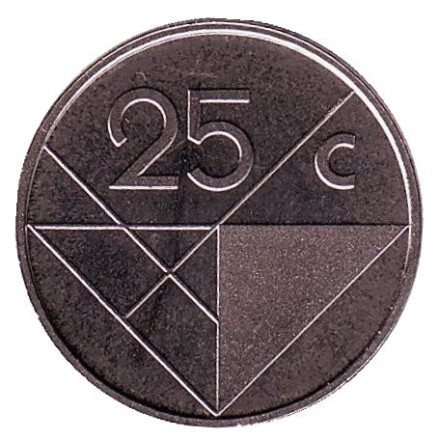 Монета 25 центов. 1989 год, Аруба. UNC.