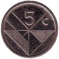 Монета 5 центов. 2008 год, Аруба. Монета 5 центов. 2008 год, Аруба.