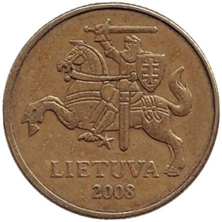 Монета 20 центов. 2008 год, Литва. Из обращения.