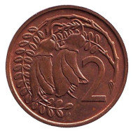 Монета 2 цента. 1977 год, Новая Зеландия. Цветки куаваи. Монета 2 цента. 1977 год, Новая Зеландия. Цветки куаваи.