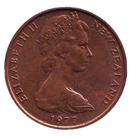 Монета 2 цента. 1977 год, Новая Зеландия. Цветки куаваи.