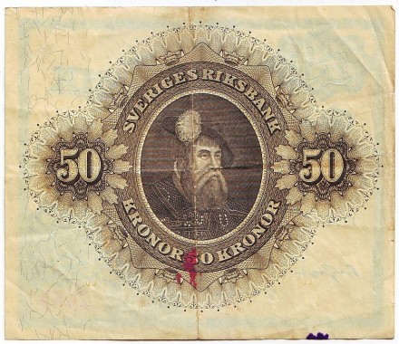 Банкнота 50 крон. 1960 год, Швеция.