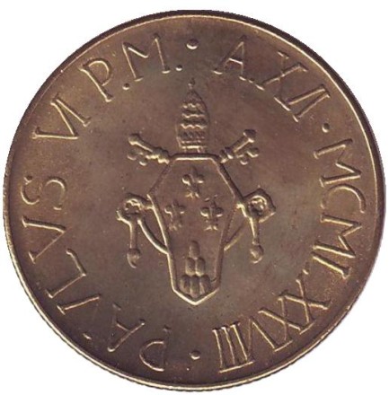 Монета 200 лир. 1978 год, Ватикан.