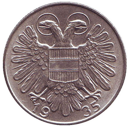 Монета 1 шиллинг. 1935 год, Австрия. Монета 1 шиллинг. 1935 год, Австрия.