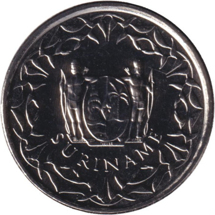 Монета 25 центов. 2021 год, Суринам. Монета 25 центов. 2021 год, Суринам.