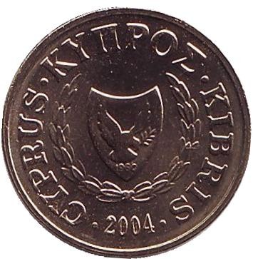 Монета 1 цент. 2004 год, Кипр. UNC. Птица. Монета 1 цент. 2004 год, Кипр. UNC. Птица.