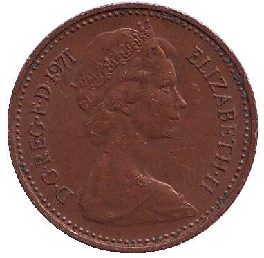 Монета 1/2 пенни. 1971 год, Великобритания.