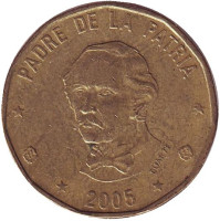 Пабло Дуарте. Монета 1 песо. 2005 год, Доминиканская Республика.