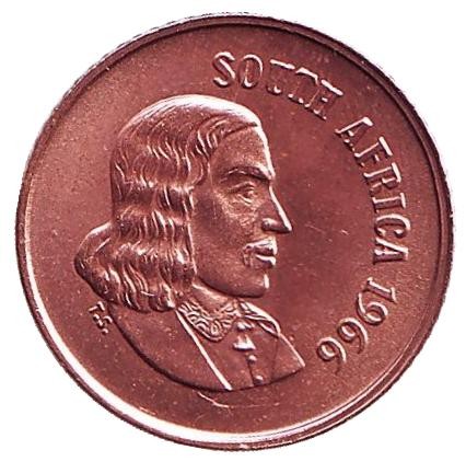 Монета 1 цент. 1966 год, ЮАР. (South Africa). aUNC. Воробьи.