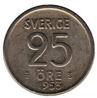 Монета 25 эре. 1953 год, Швеция. Монета 25 эре. 1953 год, Швеция.