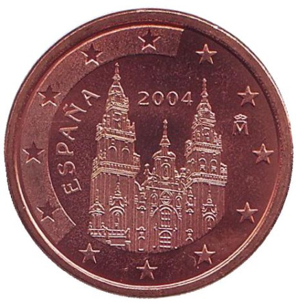 Монета 5 центов. 2004 год, Испания.