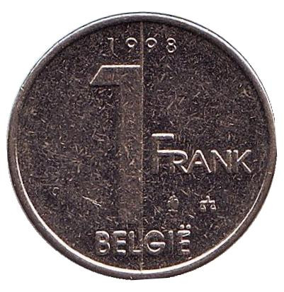 Монета 1 франк. 1998 год, Бельгия (Belgie).