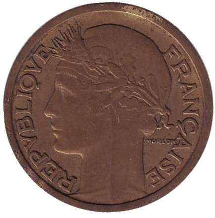 Монета 1 франк. 1936 год, Франция.