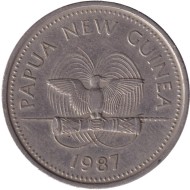 Монета 20 тойа. 1987 год, Папуа-Новая Гвинея. Казуар-мурук.