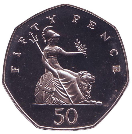 Монета 50 пенсов. 1983 год, Великобритания. Proof.