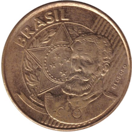 Монета 25 сентаво. 2015 год, Бразилия. Мануэл Деодору да Фонсека.