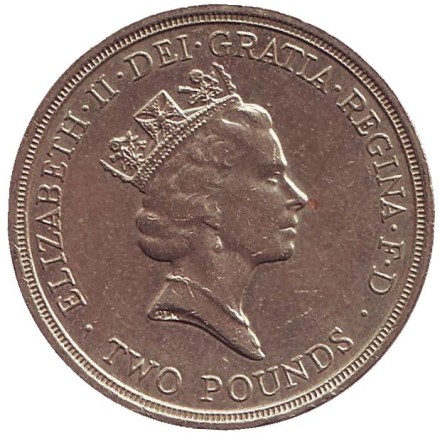 Монета 2 фунта. 1989 год, Великобритания. 300 лет "Биллю о правах" Англии.