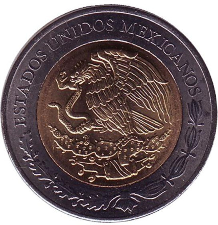 Монета 5 песо. 2017 год, Мексика. UNC.
