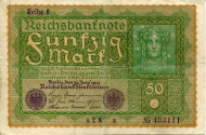 Рейхсбанкнота 50 марок. 1919 год, Веймарская республика.