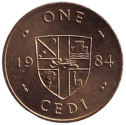 Монета 1 седи. 1984 год, Гана. Каури.