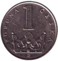 Монета 1 крона. 1995 год, Чехия. Монета 1 крона. 1995 год, Чехия.