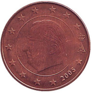 Монета 5 центов. 2005 год, Бельгия. Монета 5 центов. 2005 год, Бельгия.