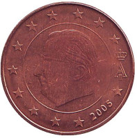 Монета 5 центов. 2005 год, Бельгия.