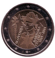 Монета 2 евро. 2014 год, Словения. 600-летие коронации Барбары Цилли. Монета 2 евро. 2014 год, Словения. 600-летие коронации Барбары Цилли.