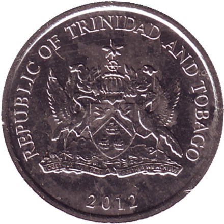 Монета 10 центов. 2012 год, Тринидад и Тобаго. Огненный гибискус.