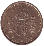 Монета 100 песет. 1998 год, Испания. Хуан Карлос I. Монета 100 песет. 1998 год, Испания. Хуан Карлос I.