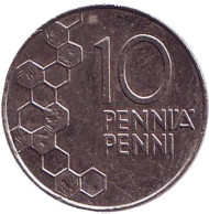 Монета 10 пенни. 1992 год, Финляндия. Монета 10 пенни. 1992 год, Финляндия.