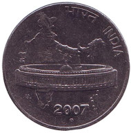 Монета 50 пайсов. 2007 год, Индия. ("°" - Ноида). Монета 50 пайсов. 2007 год, Индия. ("°" - Ноида).