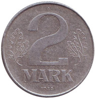Монета 2 марки. 1975 год (A), ГДР. Монета 2 марки. 1975 год (A), ГДР.