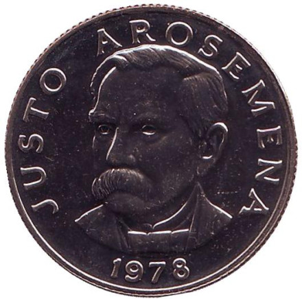 Монета 25 сентесимо. 1978 год, Панама. BU. 75 лет Независимости. Хусто Аросемена.