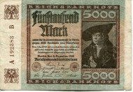 Рейхсбанкнота 5000 марок. 1922 год, Веймарская республика. Рейхсбанкнота 5000 марок. 1922 год, Веймарская республика.