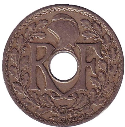 Монета 25 сантимов. 1928 год, Франция.