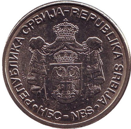 Монета 20 динаров. 2006 год, Сербия. 150 лет со дня рождения Николы Теслы.