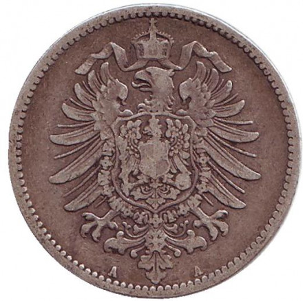 Монета 1 марка. 1885 год (A), Германская империя. Монета 1 марка. 1885 год (A), Германская империя.