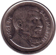 Монета 10 сентаво. 1956 год, Аргентина. Генерал Хосе де Сан-Мартин. Монета 10 сентаво. 1956 год, Аргентина. Генерал Хосе де Сан-Мартин.