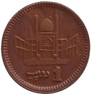 Монета 1 рупия. 2001 год, Пакистан. Мавзолей. Монета 1 рупия. 2001 год, Пакистан. Мавзолей.
