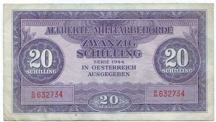 Банкнота 20 шиллингов. 1944 год, Австрия. Из обращения.