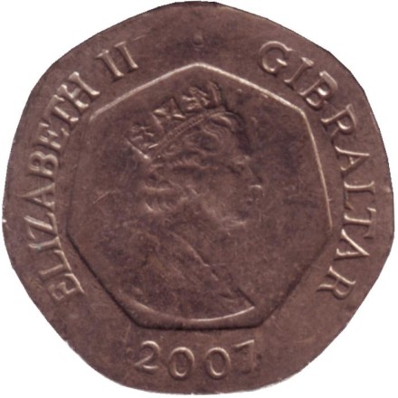 Монета 20 пенсов. 2007 год, Гибралтар. 4 ключа. Монета 20 пенсов. 2007 год, Гибралтар. 4 ключа.