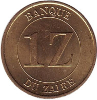 Монета 1 заир. 1987 год, Заир. Мобуту Сесе Секо.