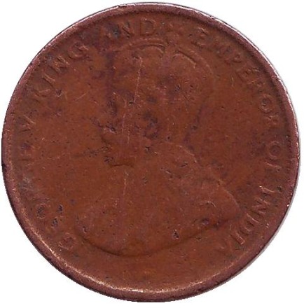 Монета 1 цент. 1925 год, Цейлон.