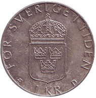 Монета 1 крона. 1987 год, Швеция. Монета 1 крона. 1987 год, Швеция.