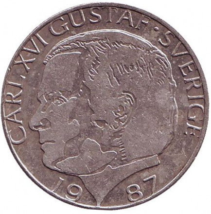 Монета 1 крона. 1987 год, Швеция. Монета 1 крона. 1987 год, Швеция.