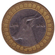 Монета 50 динаров. 1999 год, Алжир. Газель.