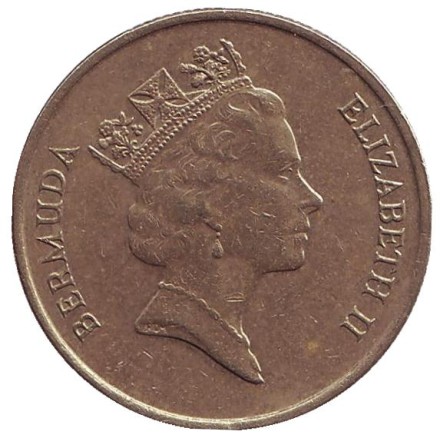 Монета 1 доллар. 1996 год, Бермудские острова. Парусник.