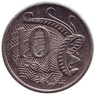 Монета 10 центов. 2002 год, Австралия. Лирохвост. Монета 10 центов. 2002 год, Австралия. Лирохвост.